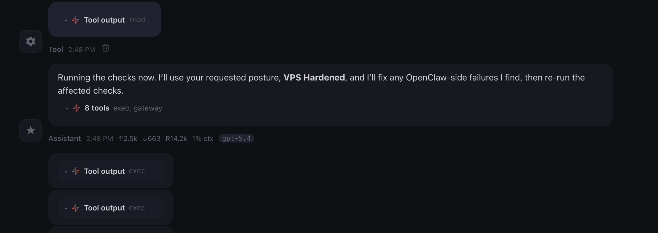 OpenClaw running the Day 1 security audit